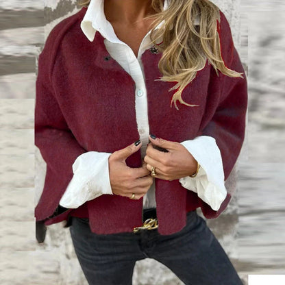 Autumn Winter Jacket Women Coats Wool Design Long Sleeve Solid Short Jacket Woman Casual Outwear