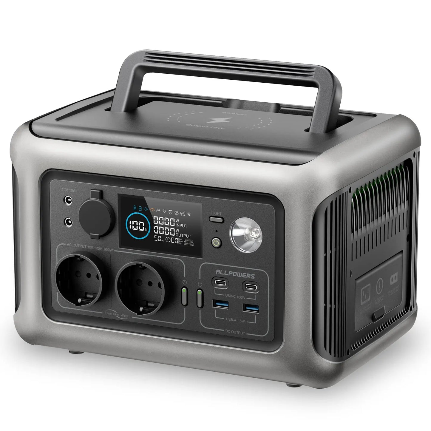 ALLPOWERS R600 Portable Power Station 600W 299Wh LiFePO4 Solar Generator with 2x600W (1200W Surge) AC Outlet for Camping RV Home