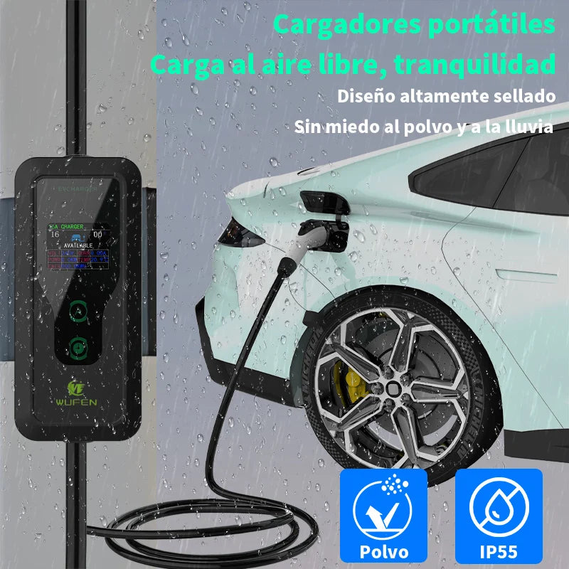 WUFEN Portable Type 2 Charger 110V US NEMA 5-15P Plug Max 3.5kw Type2 EV Charger 16A 1Phase Charging Plug For IEC 62196 Vehicle