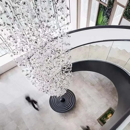 Crystal Stone Hanging Lamp Large Luxury Led Chandelier Staircase Living Room Light Fixture Long Hallway Lobby Indoor Home Lustre