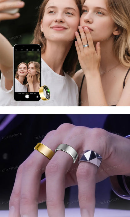 2026 New Smart Ring GPS Motion Modes Remote Control Camera Heart Rate Blood Oxygen/Pressure Outdoor Sports Waterproof Smartring