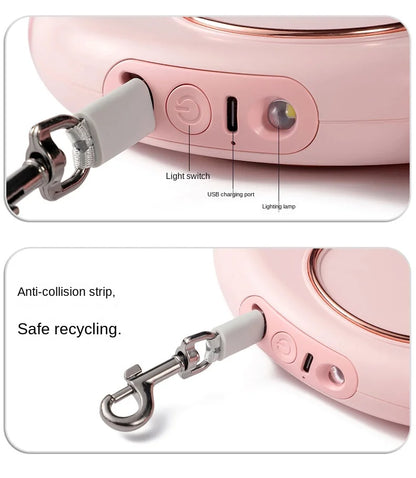 Pet Traction Device Multi Functional Dog Traction Rope Automatic Telescopic LED Lighting Dog Chain Walking Tool New DropShipping