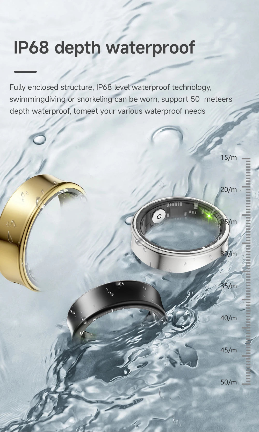2026 New IP68 Waterproof Smart Rings for Android iOS Heart Rate Blood Pressure Sleep Monitoring Motion Tracking  Men Women Gift