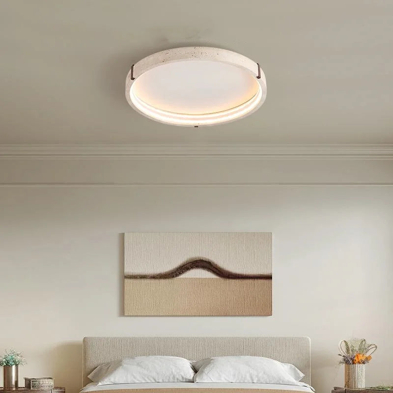 IWHD Wabi Sabi LED Ceiling Lamp Dining Room Restaurant Coffee Yellow Travertine Stone Minimalism Hanging Lights Lamparas Techo