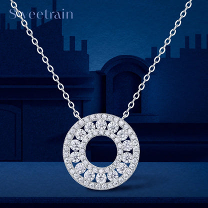 Full Moissanite Pendant Necklace 925 Sterling Silver 18k Gold Plated Diamond Clavicle Chain for Women Wedding Jewelry collares