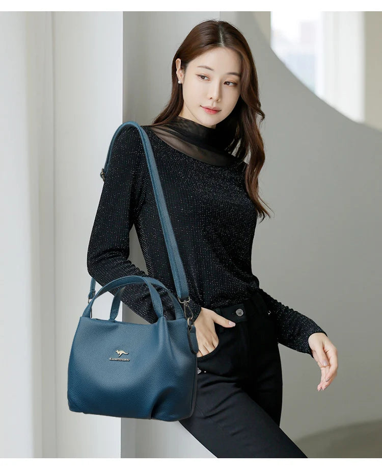 Genuine Soft PU Leather Handbags for Women Vintage Shoulder Tote Bag Luxury Designer Ladies Large Capacity Purse Bags Sac A Main