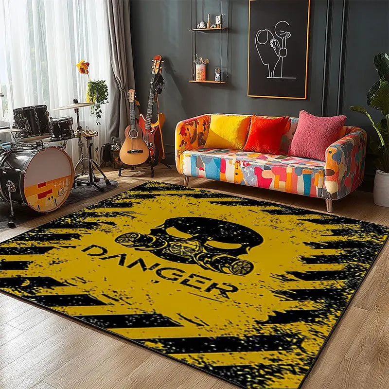 Skull Gas Mask Drum Rug, Non-Slip Washable Area Carpet for Room Office, Artistic Gift Decor