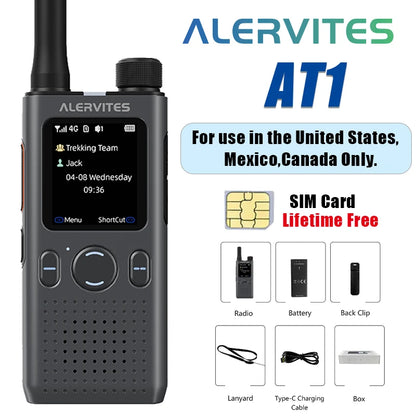 ALERVITES PoC AT1 Global Mini Walkie Talkie Baofeng Radio 4G APP Setting Type-C Charging Ultra-light Thin Single Call Nationwide