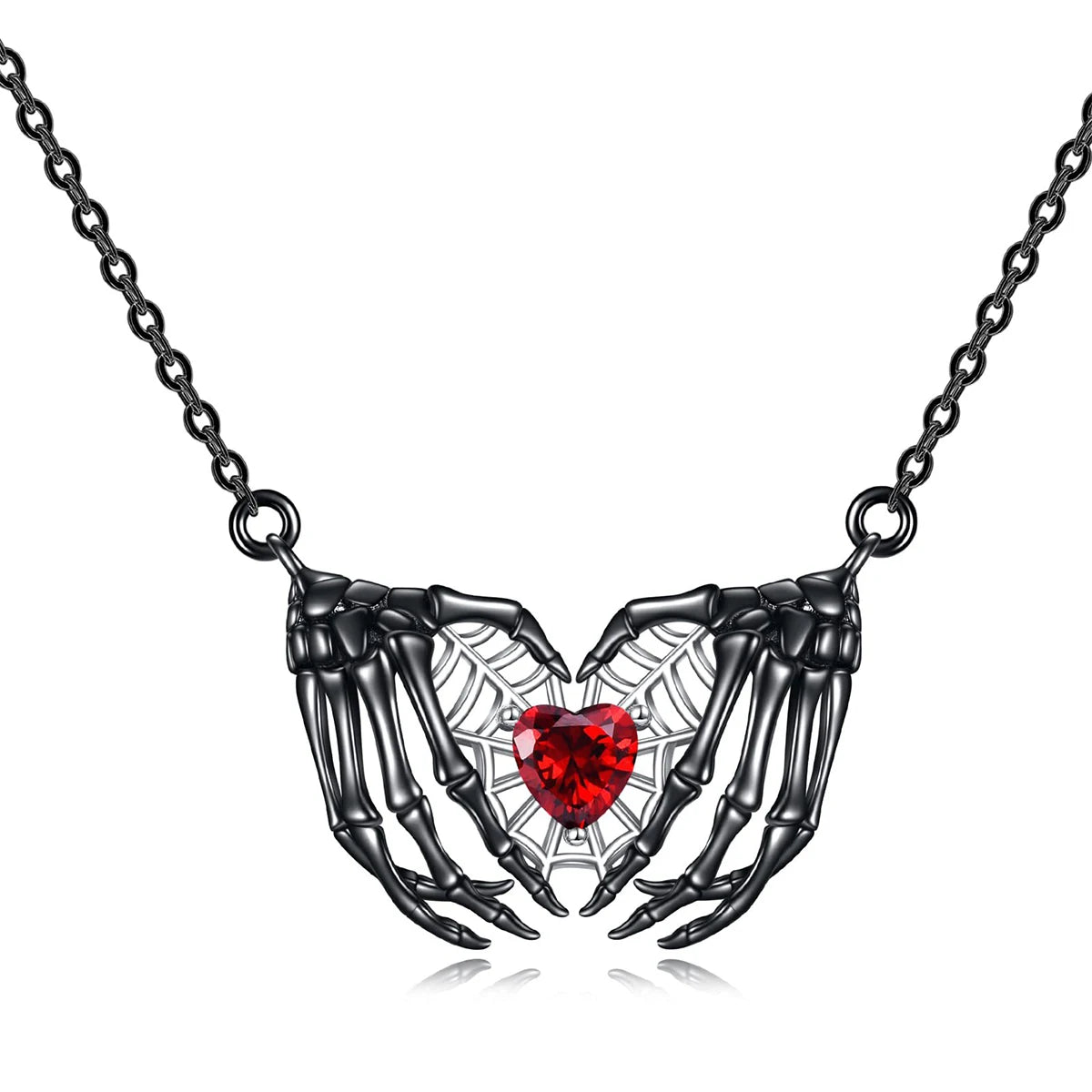 Gothic Punk Bat Wings and Heart-Shaped Resin Pendant Necklace - Dark Fantasy Style Alloy Chain, Halloween Gift for Women, Casual Fashion Accessories