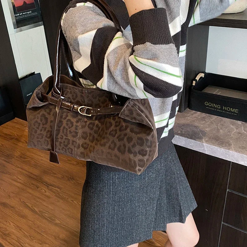 Fashionable Leopard PU Leather Shoulder Bags for Women 2026 Luxury Designer Brand Trend Tote Bag Females Short Handle Handbags