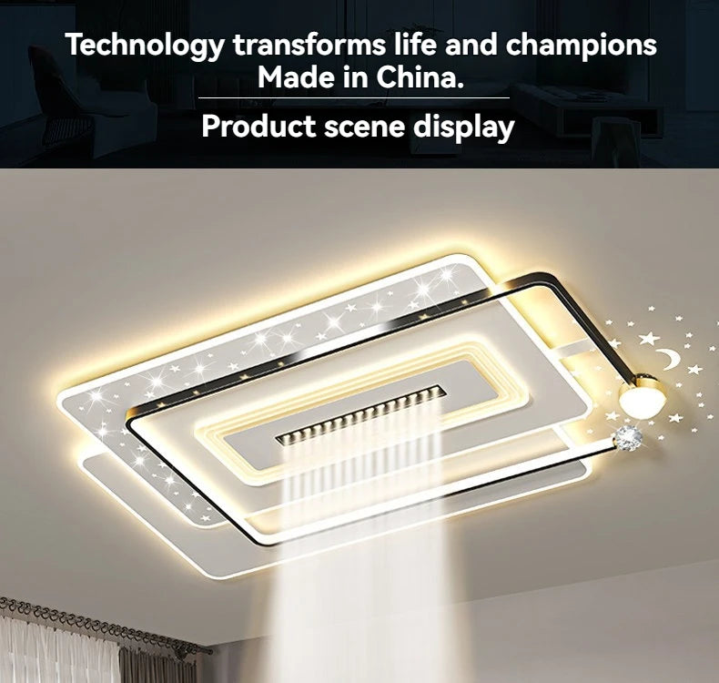 LED Ceiling Light with Spotlights Dimmable Remote Control Modern Living Room Lamp Fandelier Chandelier Smart Lighting