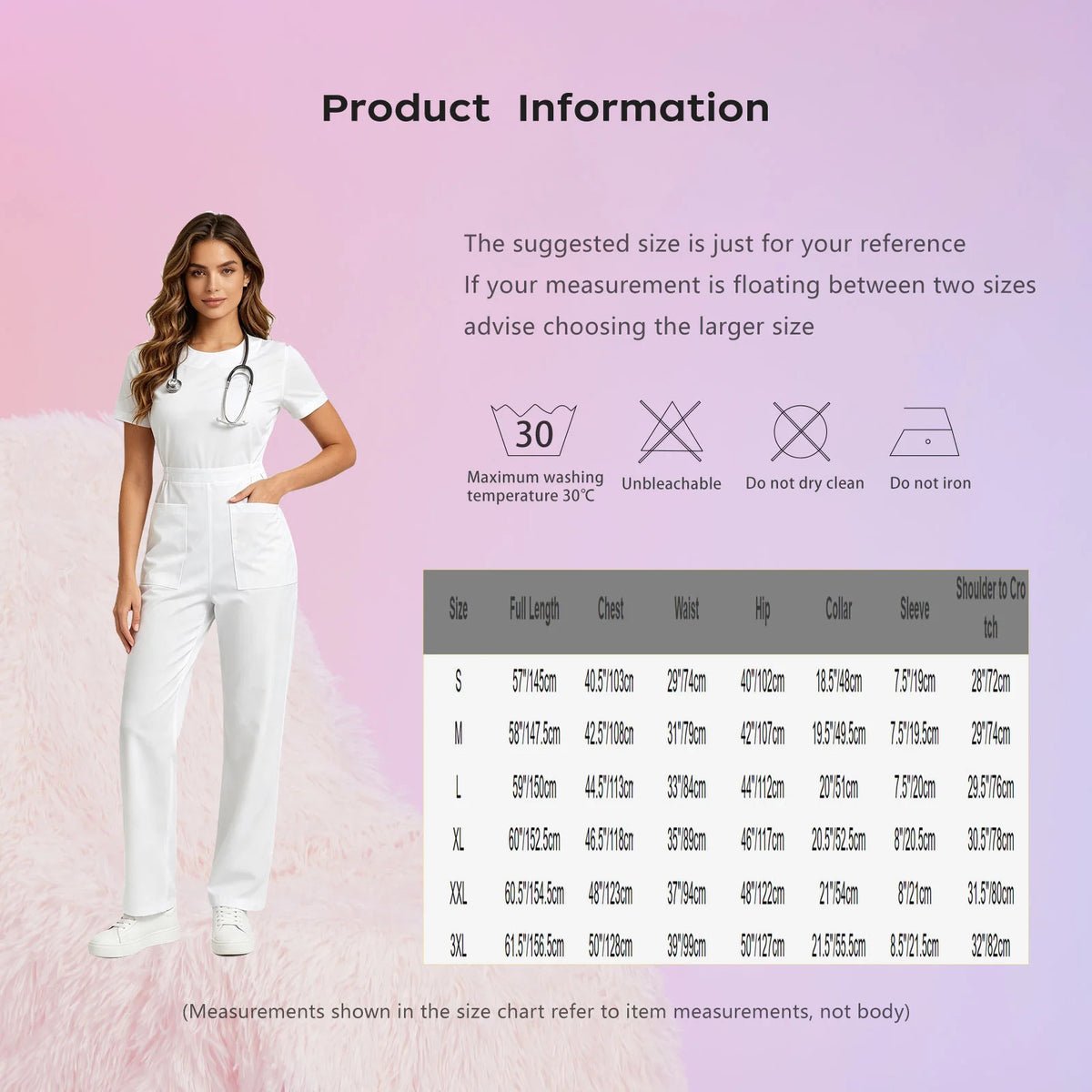 Womens Scrubs Jumpsuit Soft Stretch Medical Scrub Set with Pockets Front Zipper Elastic Waist Jogger Pants Nurse Doctor Workwear