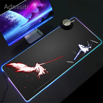 RGB Gaming Mousepad Space Mouse Mats LED Large Gamer Mousepads Keyboard Pads Luminous Desk Mat Final Fantasy Mouse Pad Backlit