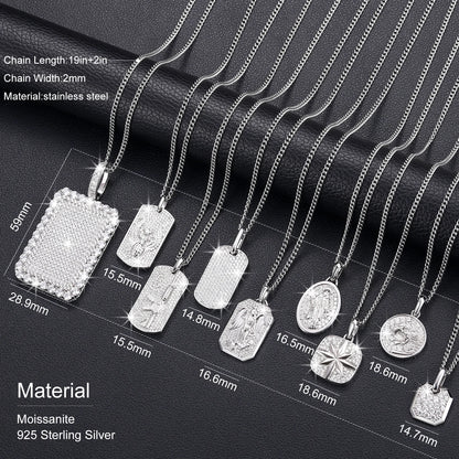 S925 Moissanite Streamline Tag Pendant For Men Women Hip Hop Jewelry D VVS Moissanite Necklace With Free 2MM Steel Cuban Chain