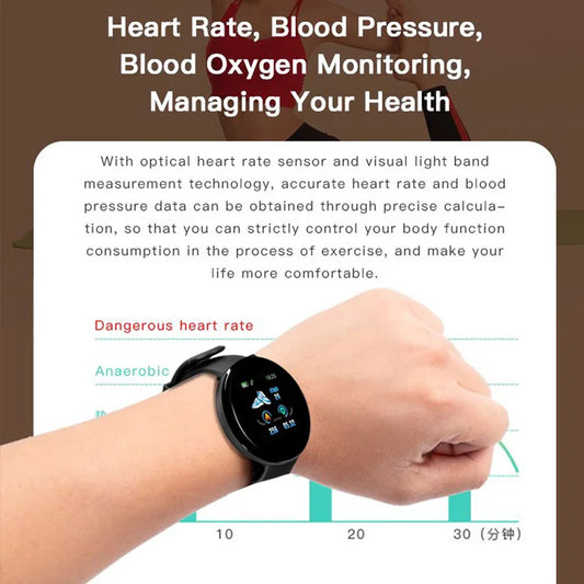 D18 Smart Watch Men Women Smartwatch Blood Pressure Waterproof Digital Watches Sports Fitness Tracker Watch for Apple Watch Band
