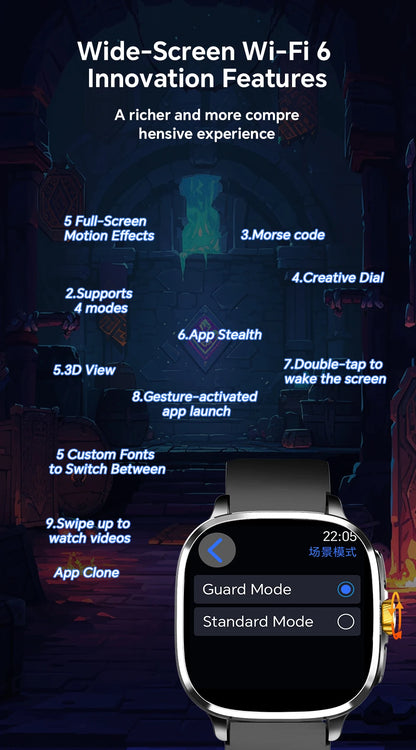 Global Version Smartwatch 2.4 inch Amoled Screen insert Sim Card GPS WIFI 190° Rotating Camera Game Android 13.0 Smart Watch