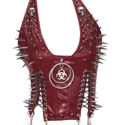 Goth Top Y2K Clothes Women's Tanks Emo Clothing Gothic Boho Tops with Spikes Punk Rock Teens Festival Spiked Bra Grunge T Shirt