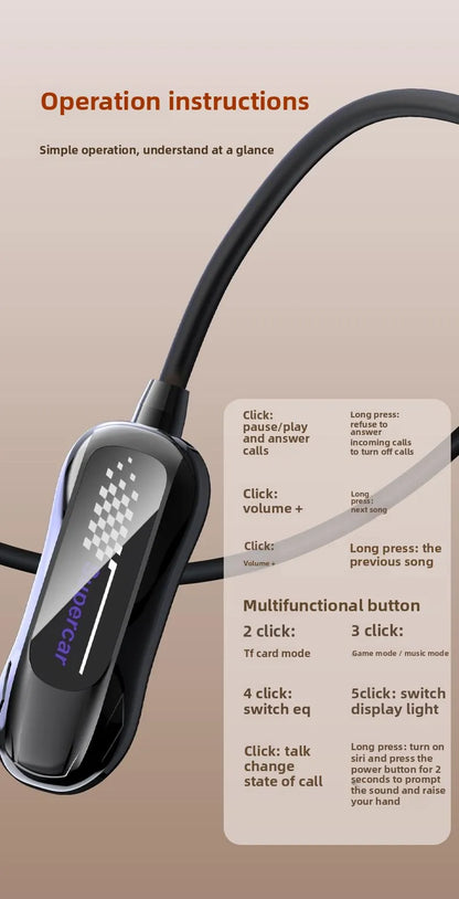 Wireless Magnetic Sport Neckband Bluetooth 5.4 Neck-hanging TWS Headphones Music Earphones With Mic Stereo For All Smartphones