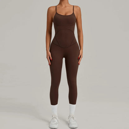 JUREN Fitness Jumpsuit Women Tracksuit Sports Playsuit Running One Piece Yoga Suit Scrunch Backless Set Rompers Gym Clothes
