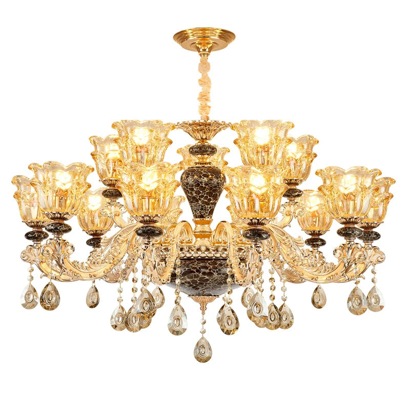 Luxury Lamp Dining Room Bedroom Decoration French Retro Chandelier Lighting Crystal Fixtures Chandelier Living Room Grand