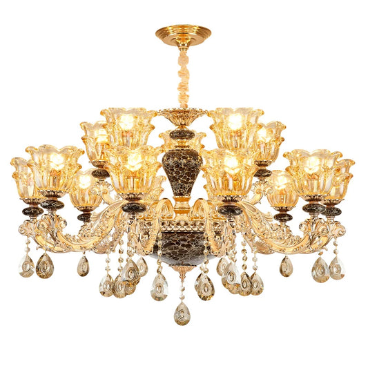 Luxury Lamp Dining Room Bedroom Decoration French Retro Chandelier Lighting Crystal Fixtures Chandelier Living Room Grand