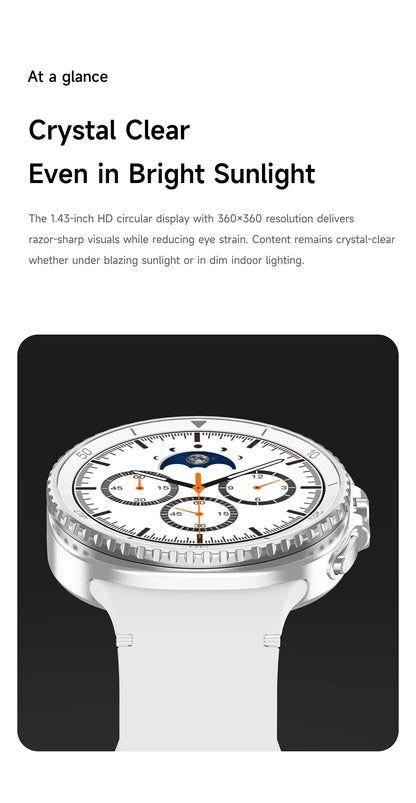 Smart Watch Man with Rotating Bezel AI Voice Assistant Receive Call 3ATM Waterproof Remote Music 1.43inch HD Screen Wristwatch