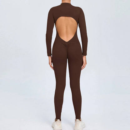2026 Pad Zipper Long Sleeve Yoga Set Women One Piece Jumpsuit Gym Workout Shorts Fitness Bodysuit Sports Athletic Suit XP358