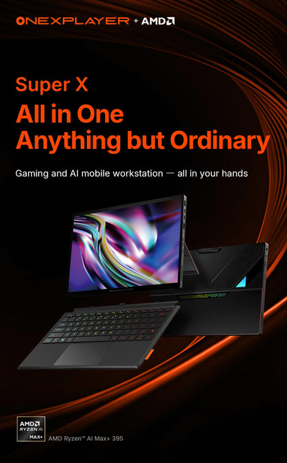 OneXPlayer Super X Gaming Laptop AMD Ryzen AI Max+395 14-inch 2.8K 60/120Hz AMOLED Tablet Windows 11 Fingerprint Unlock WIFI 7