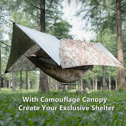 2025 TRAVELER NEW MC Camo Hammock Tent Set with Mosquito Net & Sunshade - Anti-Roll Design for 1-2 Person Outdoor Camping