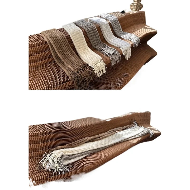 Winter new mink hair woven fur scarf long fringed warm fur scarf Korean version of women