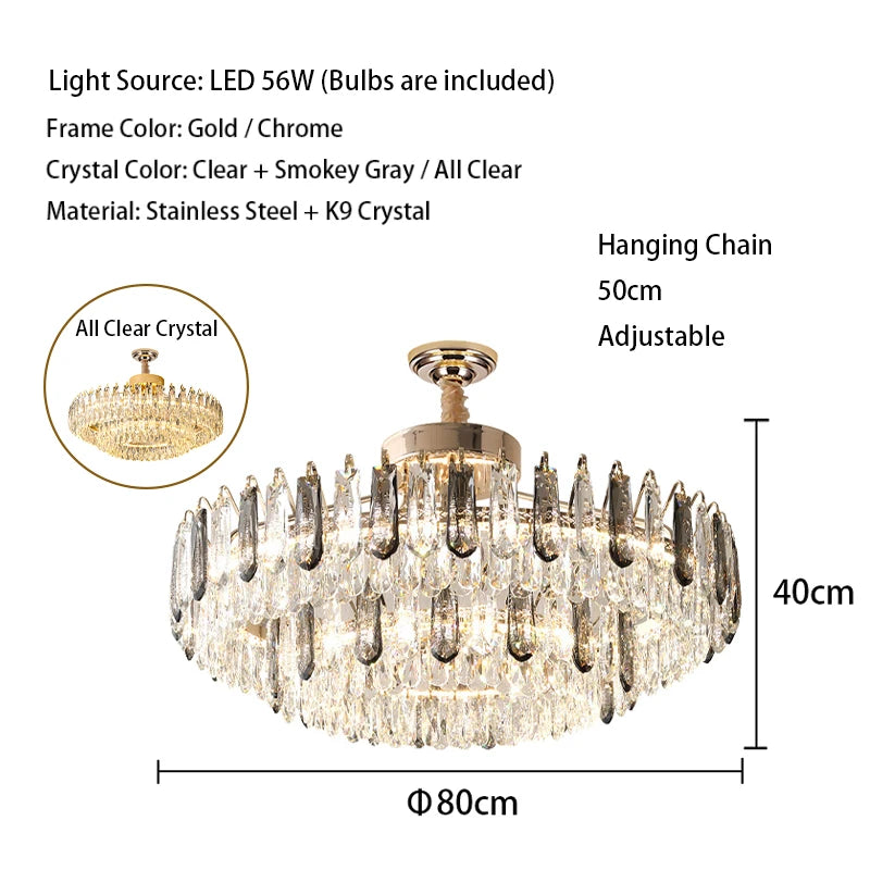 Clear Crystal Ceiling Chandeliers New LED Lights Luxury Rectangle Hanging Lamp Modern Home Decor Lustres for Dining Room Table