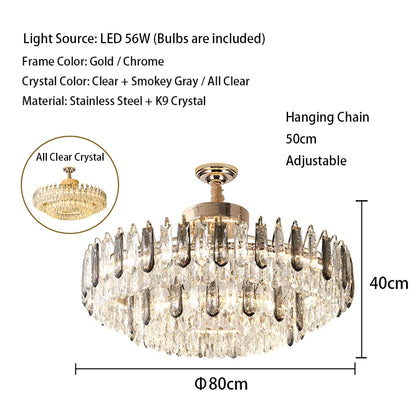 Clear Crystal Ceiling Chandeliers New LED Lights Luxury Rectangle Hanging Lamp Modern Home Decor Lustres for Dining Room Table