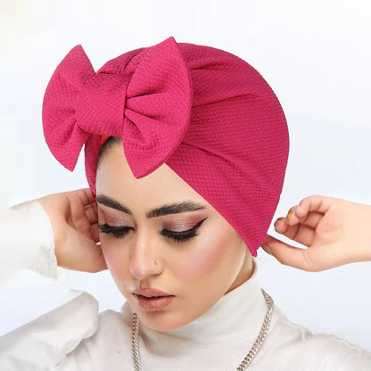 New Women Bow Knotted Turban Indian Hat Muslim Hijab Bonnet Hair Loss Headscarf Chemo Cap Headwear Bandanas Turbante Mujer