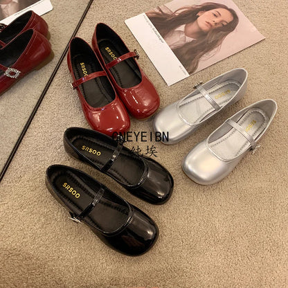 New Spring Autumn Women Ballet Flats Comfort Round Toe Soft Sole Leather Shoes Ladies Daily Wear Dress Mary Jane Shoes