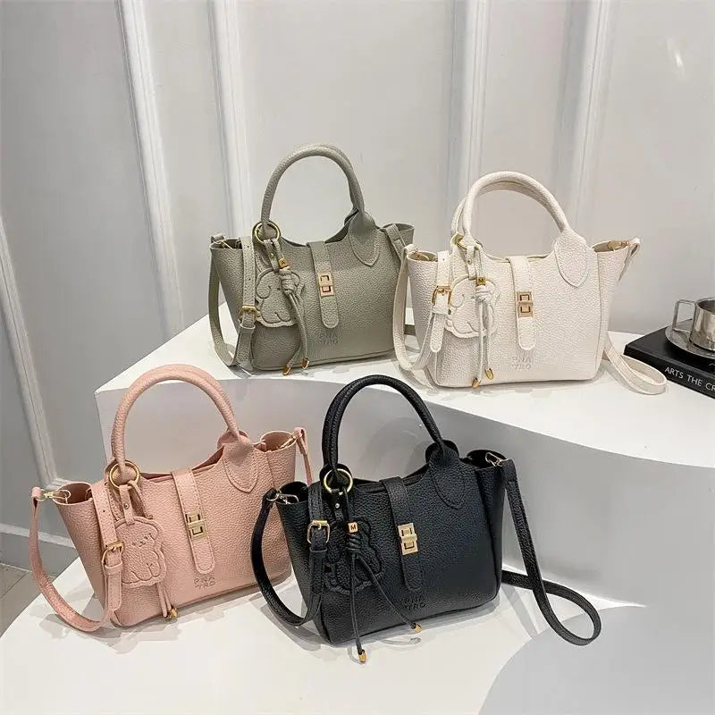 PU Portable Bucket Bag Shoulder Bag Women Fashion Versatile Crossbody Bags Zipper Handbag High Quality Tote Commuter Bags Gifts