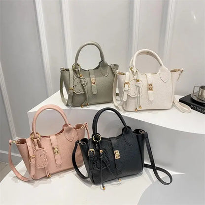 PU Portable Bucket Bag Shoulder Bag Women Fashion Versatile Crossbody Bags Zipper Handbag High Quality Tote Commuter Bags Gifts
