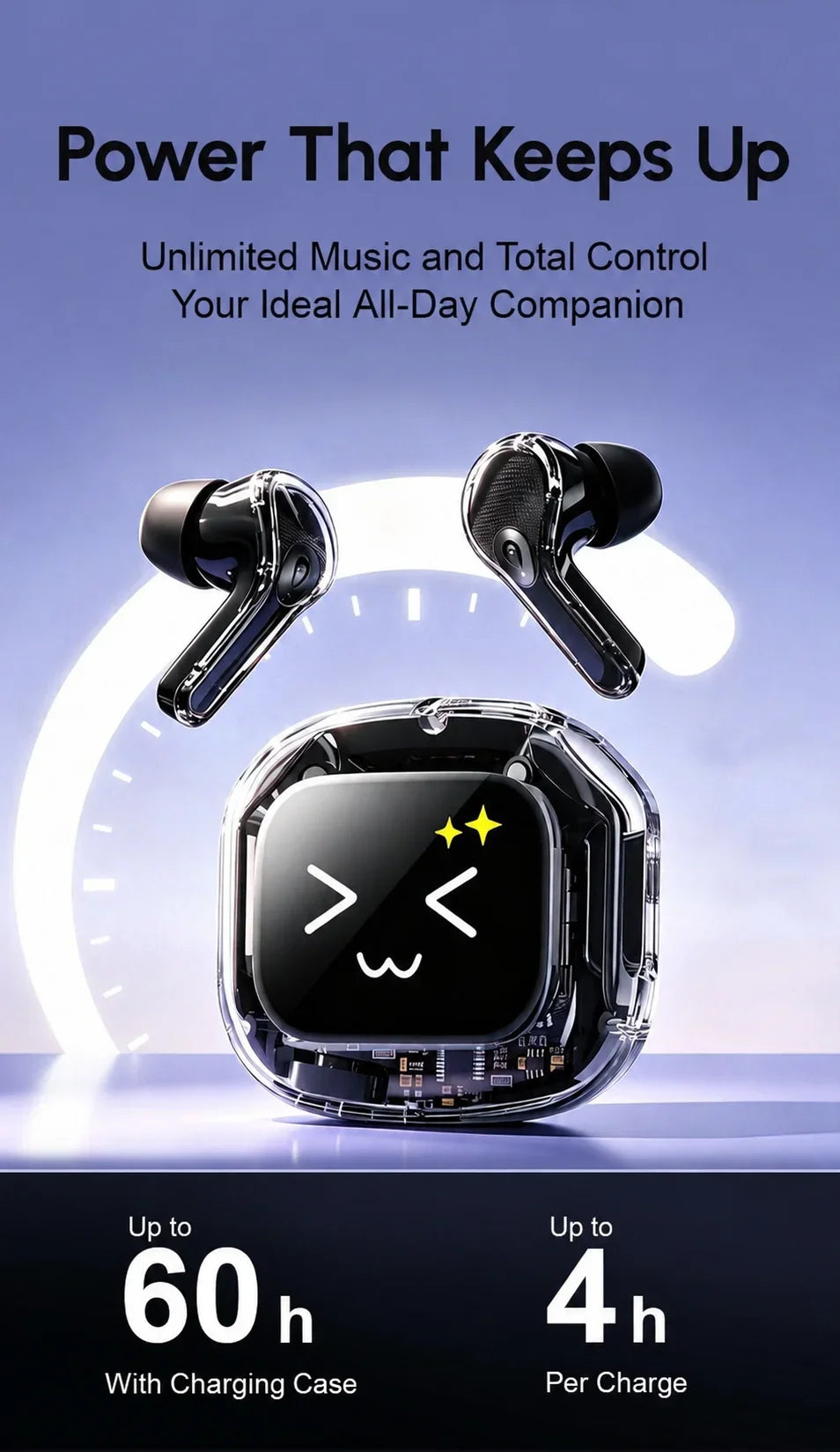 Wireless Bluetooth Headphones In Ear Buds Sports Stereo Earphones for Business,with Smart Touch Screen HiFi TWS Headset
