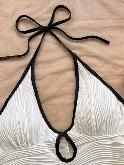 Summer Backless Sleeveless Halter Mini Playsuits Women 2026 V Neck Romper Streetwear Black White Female Shorts Jumpsuits