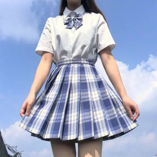 New Japanese School Uniform Korean Student Jk Seifuku Blouse Pleated Skirt Tie Full Set Girl Plaid Skirt Pink Uniforms For Woman