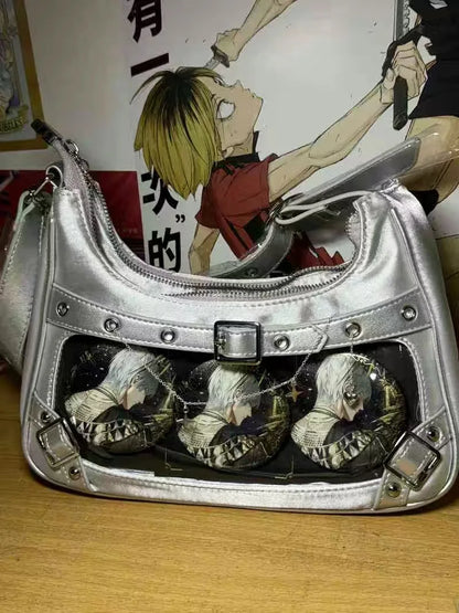 Inner Spicy girl small ITABAG ancient shoulder bag New trendy Y2k Japanese ita bag PU +Nylon cloth women's bags