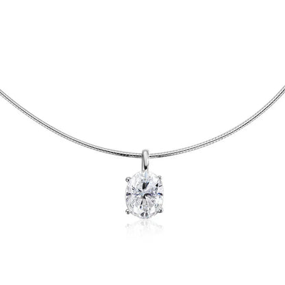 3/4/5Carat Oval Cut Moissanite Hard Necklace for Women 100% S925 Silver Solitaire Diamond Collar Necklace with GRA Certificate