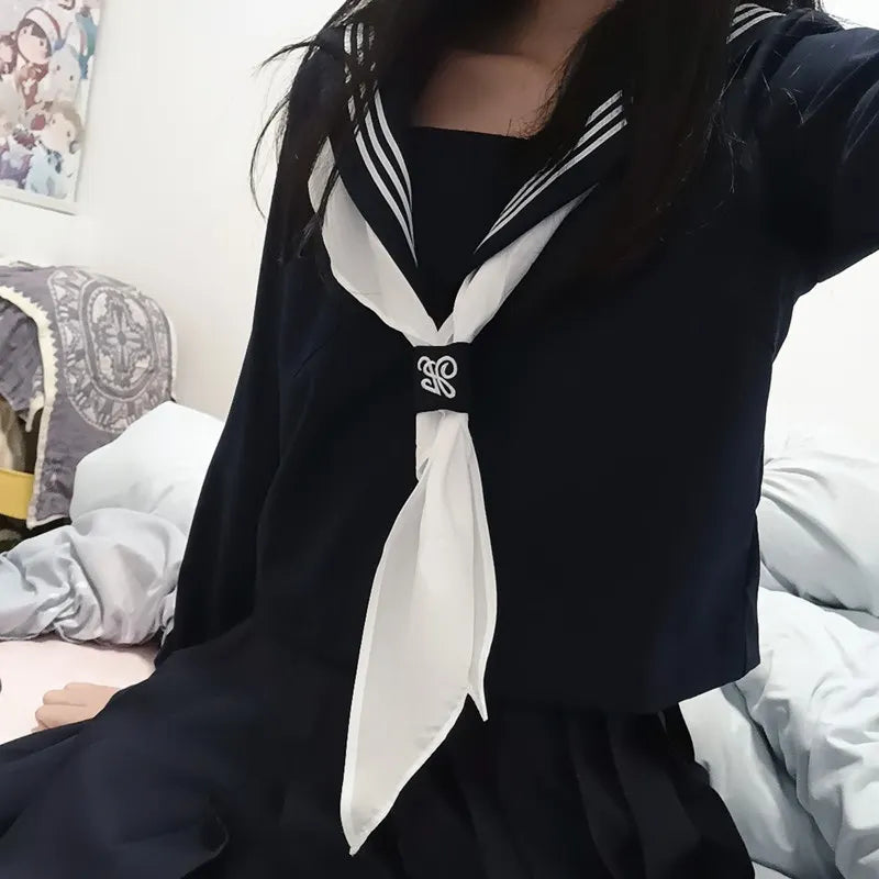 Orthodox JK Uniform School Uniform Basic Navy Navy College Style School Supply Middle Sailor Uniform Autumn and Winter Suit