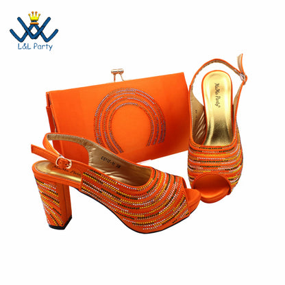 2023 Classics Peep Toe Lemon Green Color Hot Sale Sandals High Quality Women Shoes and Bag Set with Platform for Brithday Party