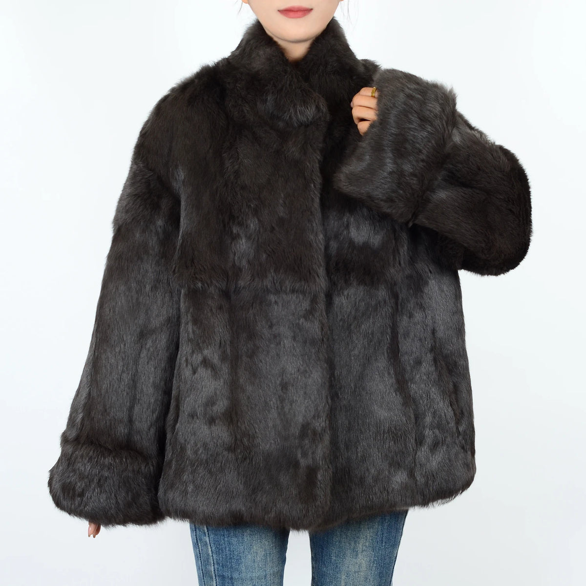 Real rabbit coat women genuine rabbit coat women natural fur coat women luxury sexy warmth ladies winter fashion lapel coat