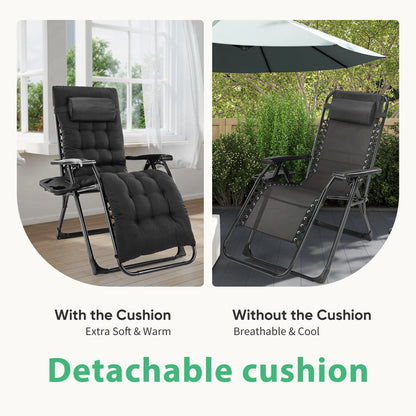 JHK Zero Gravity Portable Recliner Camping Patio Outdoor Garden Lounge Chair with Cup Holder Trays Adjustable Pillow for Backyard
