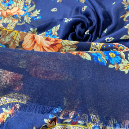 130*130cm Breathable Thin Russian Square Scarf Women Luxury Floral Print Ethnic Retro Bandana Shawl Foulard Femme Beach Stole