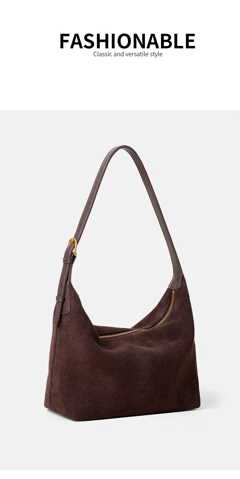 Winter Women's Natural Suede Leather Crossbody Bag Female Casual Versatile Shoulder Handbag Ladies Classic Cowhide Underarm Bags