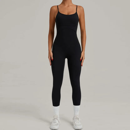 JUREN Fitness Jumpsuit Women Tracksuit Sports Playsuit Running One Piece Yoga Suit Scrunch Backless Set Rompers Gym Clothes