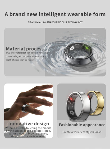 2026 New IP68 Waterproof Smart Rings for Android iOS Heart Rate Blood Pressure Sleep Monitoring Motion Tracking  Men Women Gift