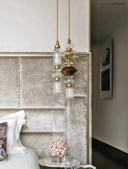 Creative Design Trendy Modern Glass Lamp Modern Home Decor Living Room Pendant Lights LED Foyer Hanging Lamp Long Table Lustre